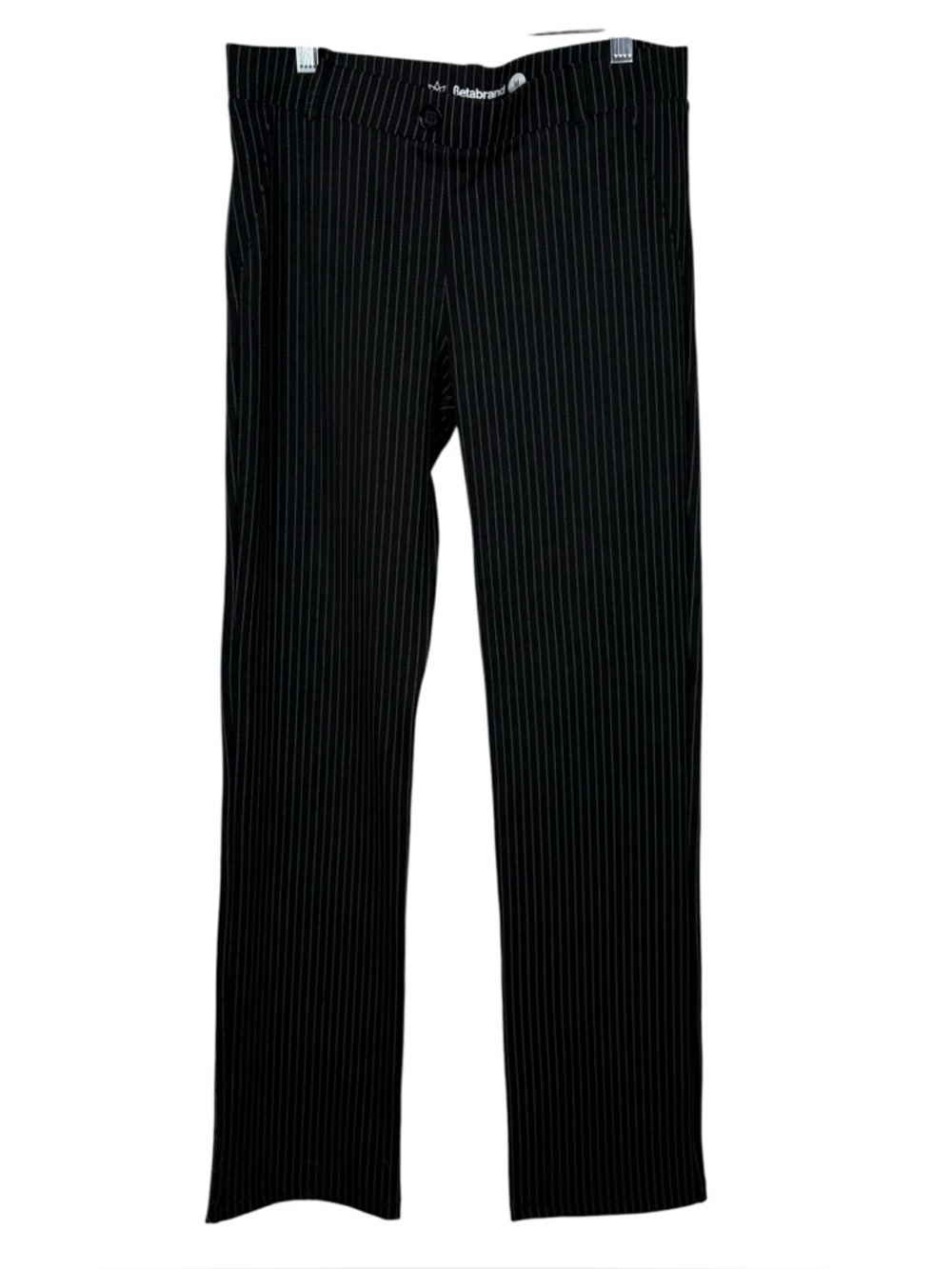 Betabrand Black White Pinstripe Yoga Stretch Trouser Slack Pants Medium M Office